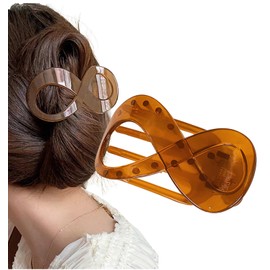 Herbeluemily Hair Clip, Hair Claw, Dakar Hair Claw Eight Line Barrette, Korean Hair Clip, Clear Brown