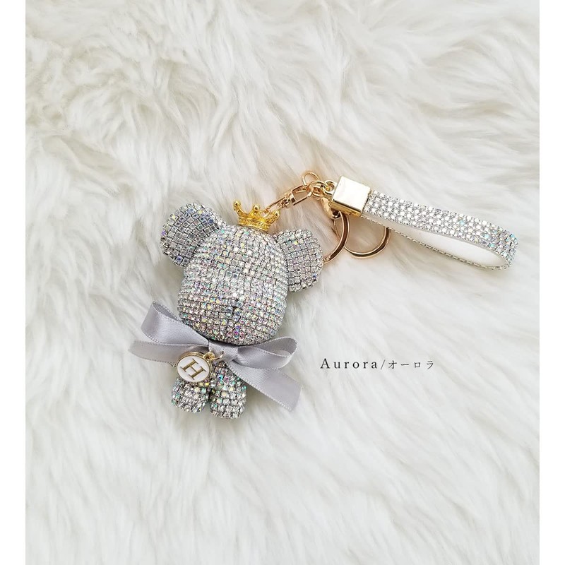 DIVA Rose Women's Bag Charm Bear Stone Key Ring Cute