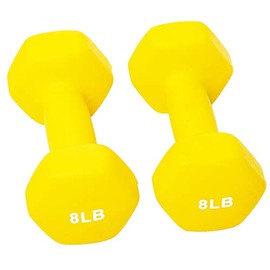 BalanceFrom Set of 2 Neoprene Coated Non-Slip Grip Dumbbell Weights, Yellow