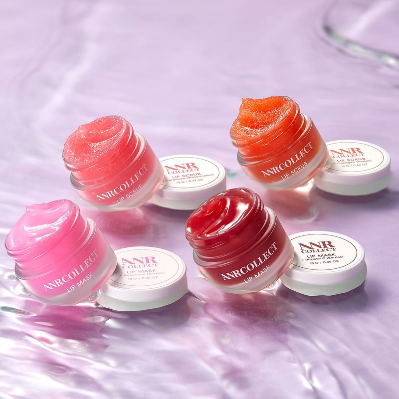 ANRCOLLECT Lip Mask + Lip Scrub, 4P Lip Care Set