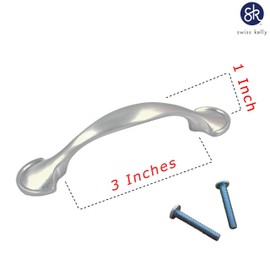 (10 Pack, CC: 3 Inch) Swiss Kelly Hardware Satin Nickel Kitchen Cabinet Handles Drawer Pulls