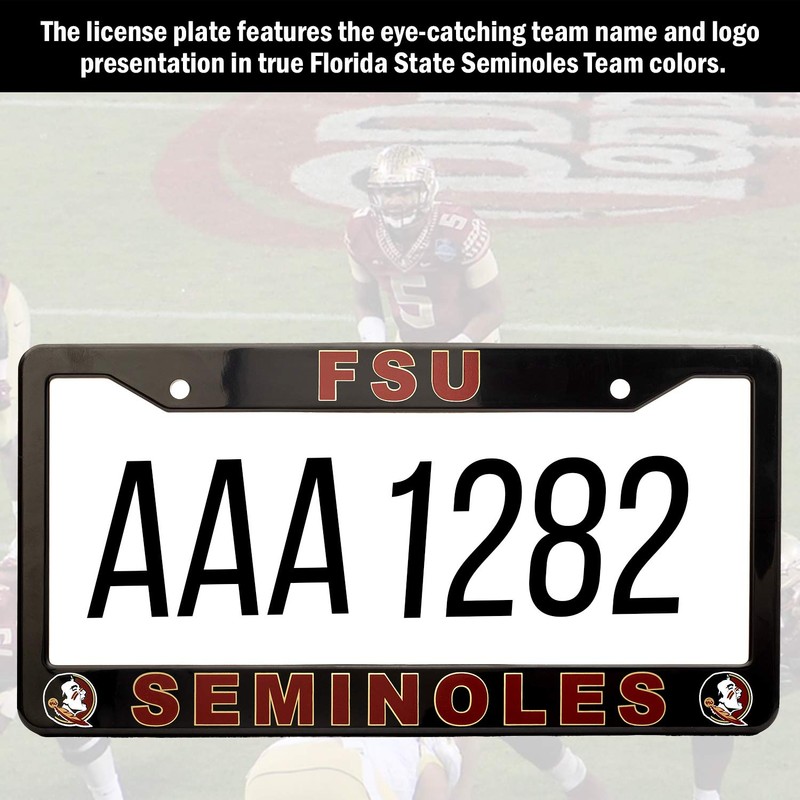 EliteAuto3K Florida State Seminoles License Plate Frame Cover – Black