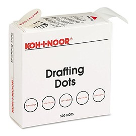 Koh-I-Noor 25900J01 Adhesive Drafting Dots w/Dispenser, 7/8in dia, White, 500/Box