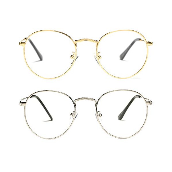 Pro Acme Classic Round Metal Clear Lens Glasses Frame Unisex
