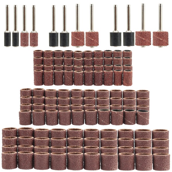 Yakamoz 132Pcs Sanding Drums Kit, 80 120 180 Grit Sanding