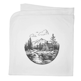 Azeeda 'Cabin in Mountain Landscape' Cotton Baby Blanket/Shawl (BY00039303)
