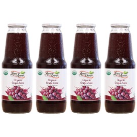 Anna and Sarah 33.8 Oz Organic Grape Juice - USDA Organic Certified - Glass Bottle (4 Pack) No Sugar, No Artificial Colors, No Preservatives, No Flavors Added, Not from CONCENTRATE