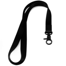HONZUEN Lanyard, Long Neck Lanyard Key Lanyard, Id Badge Lanyard for Women and Men, Cute Cool Lanyard Strap for Car Keys, Card Holder, Whistle, Keychain, Wallet(Pure Black)