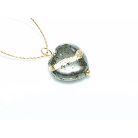 Kintsugi Petite Pyrite Broken Heart Mended with 23k Gold, Cord Necklace