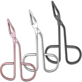 3-Piece Tweezers Set Scissor Handle Slant Tip Eyebrow Tweezers Eyebrow Plucker Tweezers for Facial Hair Removal Includes Black, Silver, & Rose Pink