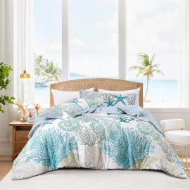 Tritard Coastal Comforter Set Size 3 Piece, Soft Beach Themed Comforter, Full Coastal1