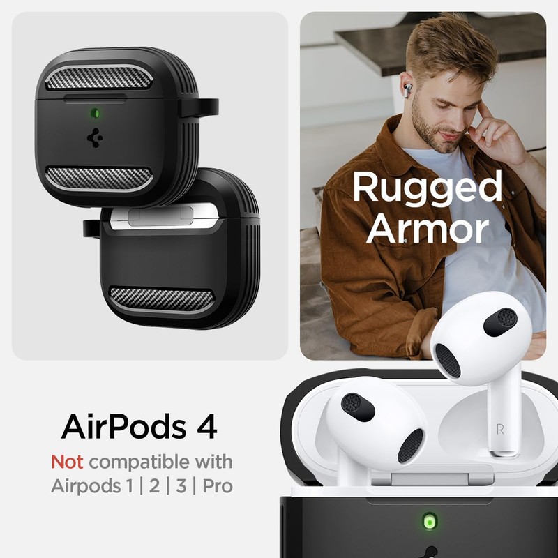 Spigen Rugged Armor Case Compatible with Airpods 4 (2024) -