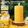 3 Pack Natural Beeswax Pillar Candles,Handmade Pure Beeswax Rolled Candle-60