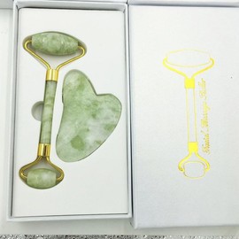 Jade Roller and Gua Sha Facial Tool Set for Redness Relief and Puffiness Reduction Self Care for Men and Women Two Options Available Natural Skincare Routine with Jade Roller and Gua Sha Tools (B)