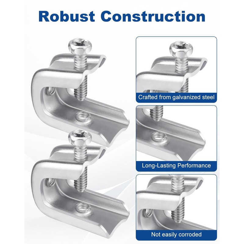 AOKLIT 100 Pcs Beam Clamp, 1/4" x 20 Beam Clamps