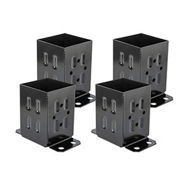 ADLER Fence Post Base Brackets Heavy Duty Steel Powder-Coated Anchor Support Use for 4x4 Wood, Black (4 Pack)