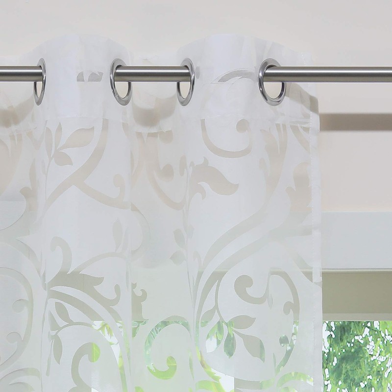ESLIR Curtains with Eyelets Burnout Window Curtain Transparent Eyelet Curtain