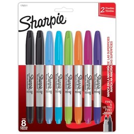 Sharpie Marcadores Permanentes, Doble Punta, Surtidos, 8 Piezas