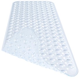 Naoloture Extra Long Clear Bathtub Mat Non Slip, Soft Bath Mat for Tub 40 x 16 Inch Full Size, Bath Tub Shower Mats for Bathroom Floor with Big Suction Cups and Drain Holes, Easy Washable, BPA Free