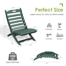 GREENVINES Folding-Xavier-Chairs Set of 2 | Wave | Portable Adirondack-Chair | HDPE Plastic | All Weather Fire-Pit Chair | Forest | for Beach Outdoor Deck Poolside Garden Patio Porch Fishing