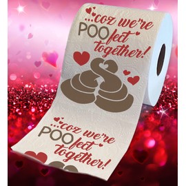 Printed TP Coz We're POO-Fect Romantic Toilet Paper – Funny, Unusual, Valentine Gag Gift for Him, Her, Boyfriend, Girlfriend, Husband, Wife. Valentine's Day Bathroom Decor Joke Prank - 500 Sheets