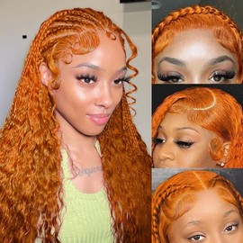 Ginger Wig Human Hair 13x4 deep wave Ginger Orange Lace Front Wigs Human Hair HD Transparent Lace Pre Plucked Pre Cut 18 Inch Dark Brown Straight wig With Baby Hair for Women