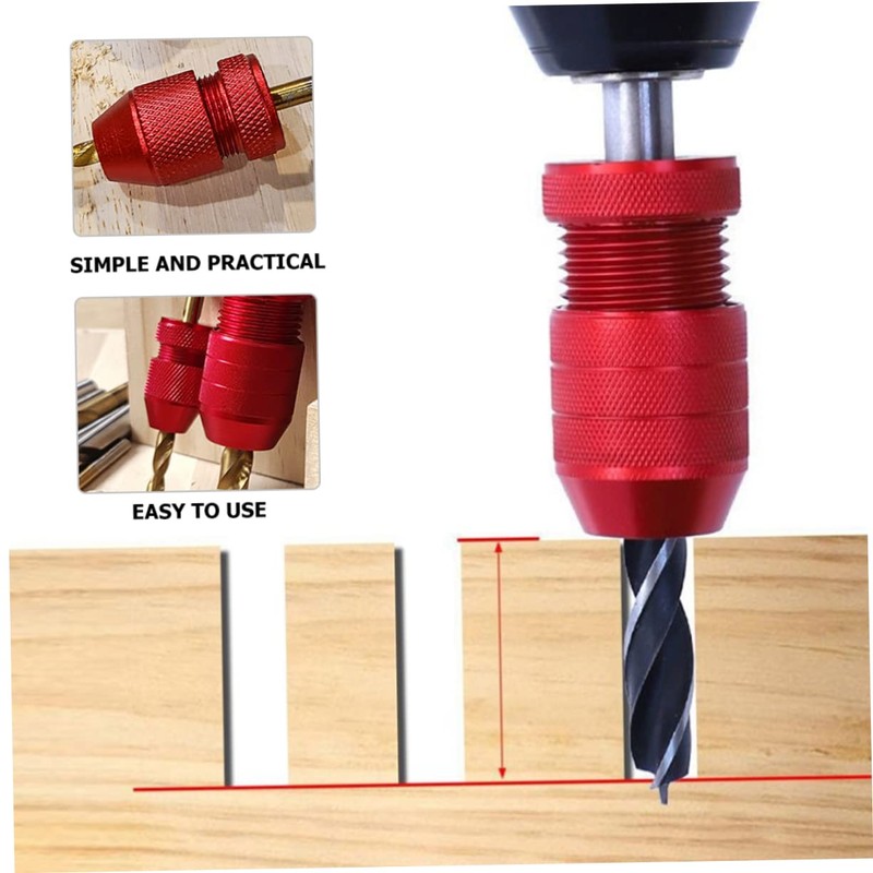 LALAFINA 2pcs Adjustable Drill Bit Collar Aluminum Drill Stopper for