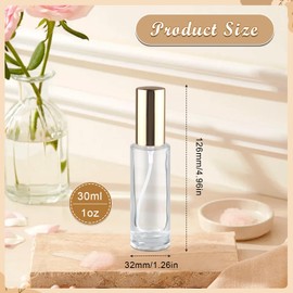 Mirrline 6 Pcs 30ml/1oz Glass Spray Bottle Refillable Perfume Bottles with Atomizer & Golden Lid for Perfume Cleaning Products Essential Oils