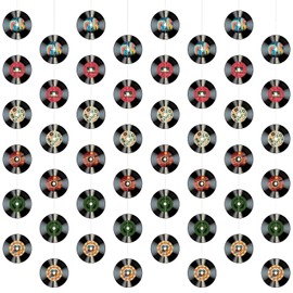 8pcs Rock Party Records Banners, Records Party Garlands Streamer Music Record Paper Banners 50's & 60's Rock Music Birthday Party Supplies Party Hanging Decorations