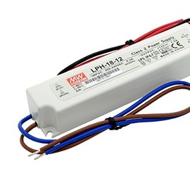 KingLed Mean Well Waterproof 18W 12V DC Power Supply LPH-18-12 IP67 Transformer 220V AC to DC Compatible with 12V Model 1574 LED Strip