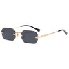 RUNHUIS Retro Rimless Rectangular Sunglasses for Women Men Vintage Hexagon