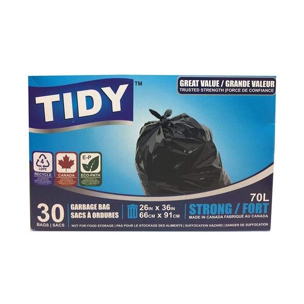 TIDY GARBAGE BAGS 30PCS 26"X36"