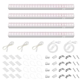 Barrina Grow Light for Indoor Plants, Full Spectrum Sunlight, 1ft Grow Lamp, LED Grow Light Bulbs, T5 Grow Light Strip, Plug and Play, Pinkish White, 4-Pack