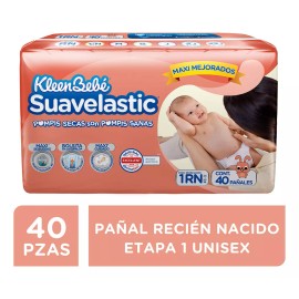 KleenBebé Pañales Kleenbebé Suavelastic Etapa 1 Unisex 40 Piezas