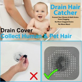 ZAYNYX 2 Pack Shower Hair Drain Catcher is Hair Stopper for Shower Drain with 4 Suction Cups Easy to Install Hair Catcher Shower Drain Suit for Bathroom Bathtub Kitchen (2 Black & Black)