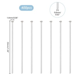 PH PandaHall Pack of 400 Flat Head Pins 35 mm (1.3 Inches) 304 Stainless Steel Jewellery Making Needles Head Pin 22 Gauge Bendable Needles for Beads Earrings Bracelets Necklaces Jewellery Head 1.4 mm