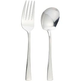 Okabe Western Tableware 18-8 Stainless Steel Service Spoon and Fork Set