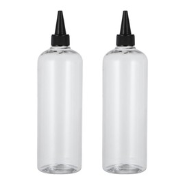 2pcs Twist Top Applicator Bottles Hair Colour Applicator Bottles BPA-Free PET Black Nozzle Squeeze Empty Plastic Bottles Refillable Dropper Bottles 16 ounce for Liquid, Hair Oil, Inks, Glue, Crafts