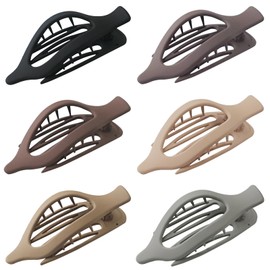 GKETN 6 Pack Flat Hair Claw Clips for Women Duck Billed French Lay Down Hair Barrettes Accessories 100% Polycarbonate Matte Neutral Color