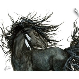 CANVAS ON DEMAND Friesian - Majestic Horses Wall Decal, Horse Artwork