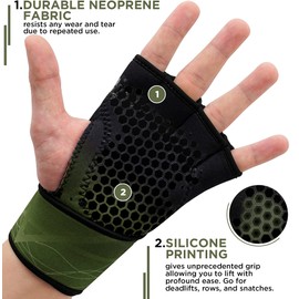 RDX Weight Lifting Gloves Grips Fitness Gym Workout, Long Wrist Support, Ventilated Open Back Anti-Slip Gripper, Strength Training Deadlift HIIT Exercise, Women Men Cycling Climbing Gymnastics Rowing