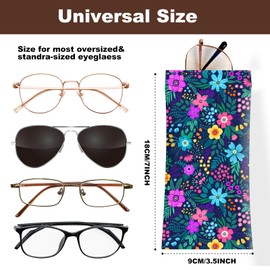 2Pcs Sunglass Eyeglass Glasses Case Soft PU Leather with Cleaning Cloth Soft Sunglasses Case Cute Aesthetic Portable Travel Glasses Pouch Bag for Men Women Girls（floral pattern