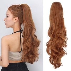 QAUARUMSUN Claw Clip Ponytail Extension Curly Wavy Ponytail Extension 18" Long Ponytail Hair Synthetic Heat Resistant Hair Extensions For Women Girls(30)