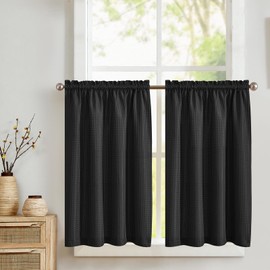 TOPICK Window Curtain for Short Windows, 2 Pieces, Plain for Living Room, Bedroom