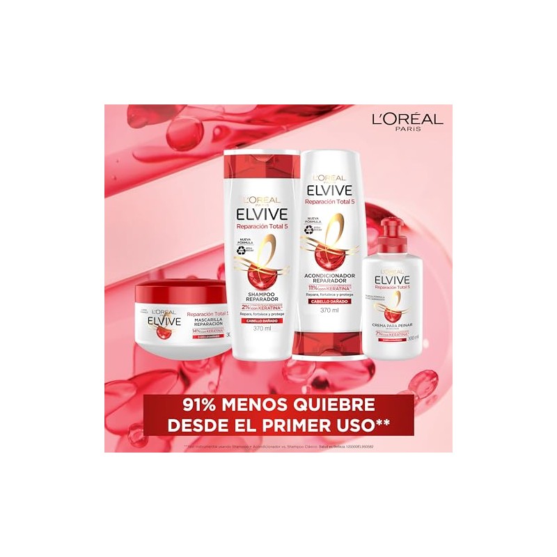 L'Oréal Paris Acondicionador Reparación Total 5 Elvive 370 ml
