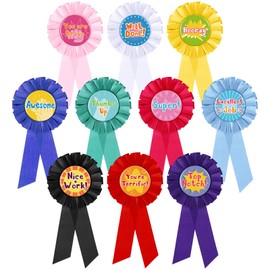 Yuxung 20 Pcs Motivational Rosette Award Ribbons Set Inspirational Award Ribbon Satin Prize Ribbons Honorable Recognition Ribbons Badge for Student Kids Winner Classroom Competition School, 10 Designs