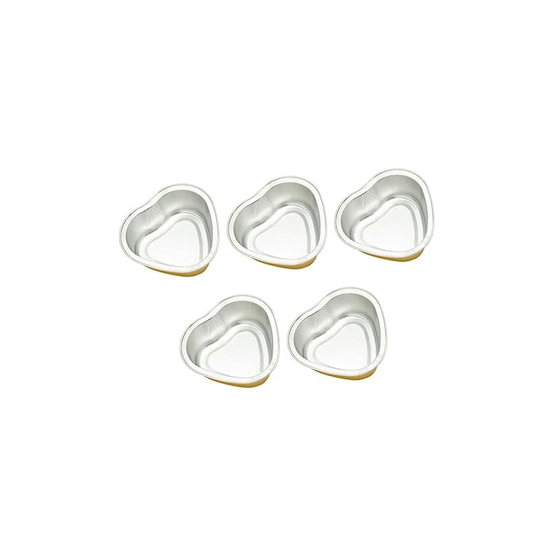 Cuenco para Cera Derretida Corazón Dorado Metal, 5 Piezas Depilación