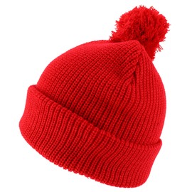Trendy Apparel Shop Gorro de Invierno de Gran tamaño con Pompones sólidos XXL, Rojo, XX-Large