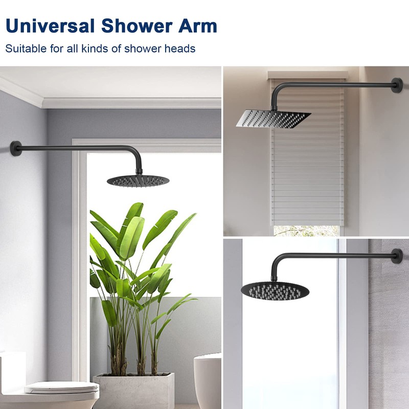 NearMoon Shower Arm, Extra Fixed Arm with Flange, Stainless Steel