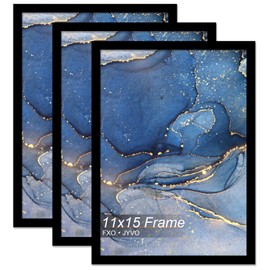 Fxojyvo 11x15 Picture Frame Set of 3, Black Frame for 11 x 15 Inch Picture Poster Photo, Light Weight and High Transparent 11 by 15 Frame for Wall - 3 Pack/Black/11 x15